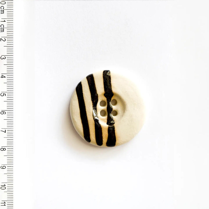 Ceramic Button - Black Stripe