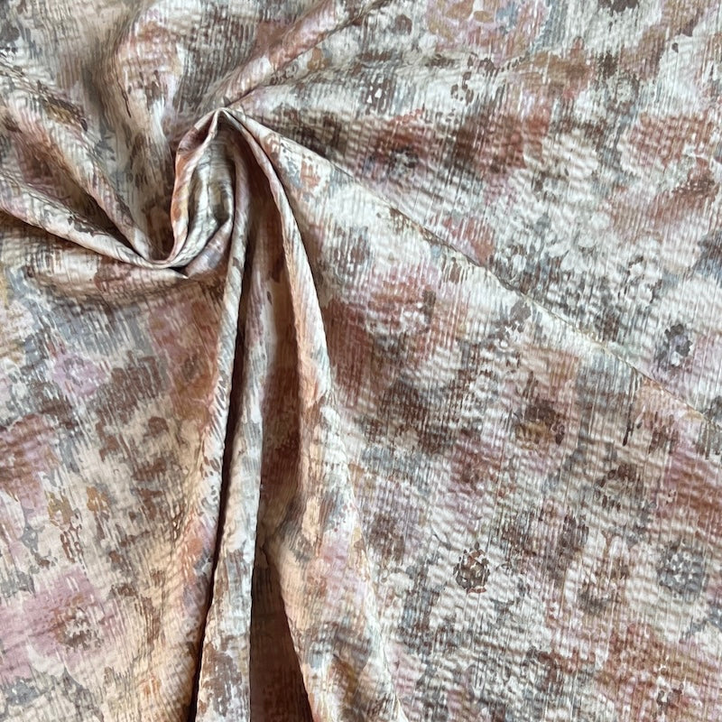 Hokkoh - Seersucker Cotton Lawn - Drippy Floral - Gray & Blush