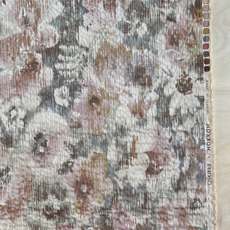 Hokkoh - Seersucker Cotton Lawn - Drippy Floral - Gray & Blush