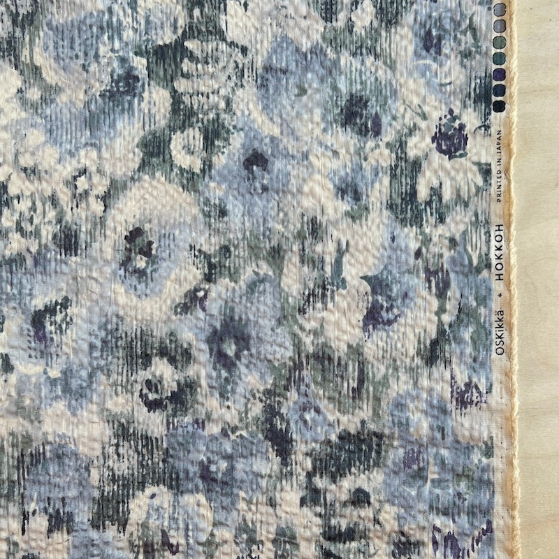 Hokkoh - Seersucker Cotton Lawn - Drippy Floral - Blue