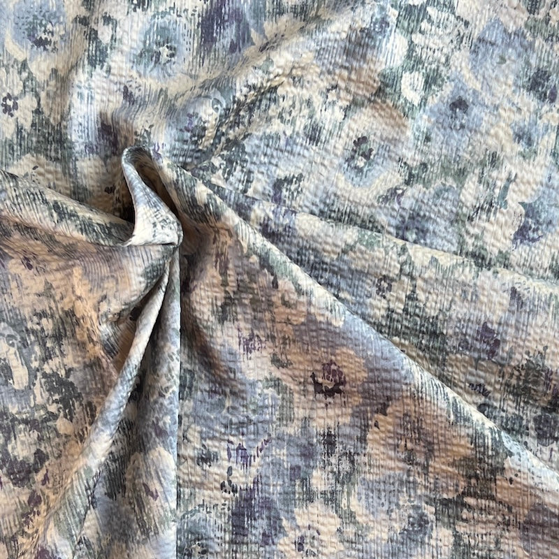 Hokkoh - Seersucker Cotton Lawn - Drippy Floral - Blue