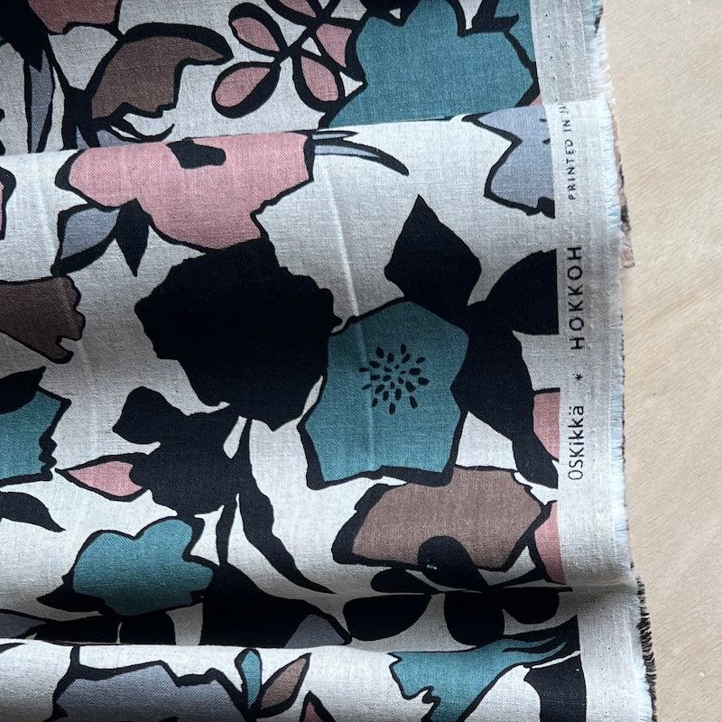 Hokkoh - Cotton Sheeting - Scandi Block Flowers - Muted Multi