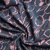 Hokkoh - Cotton Viella - Brush Painted Flowers - Black & Coral
