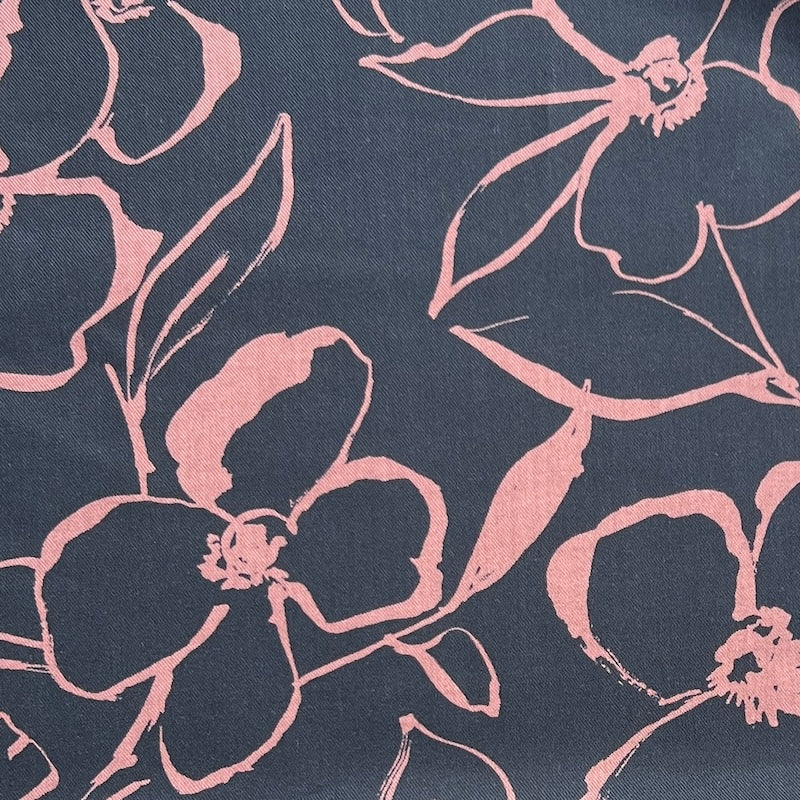 Hokkoh - Cotton Viella - Brush Painted Flowers - Black & Coral