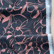 Hokkoh - Cotton Viella - Brush Painted Flowers - Black & Coral