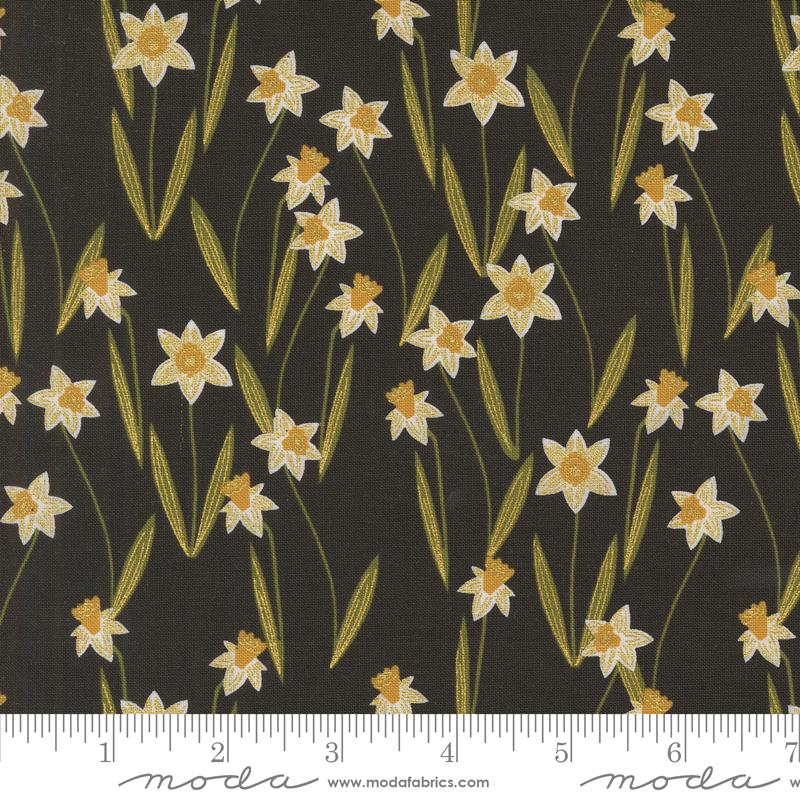 Moda - Bee Garden - Daffodils - Black Metallic