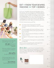 Book cover with text and images of a sewing machine and green bag, featuring Jessica Shaw's name.