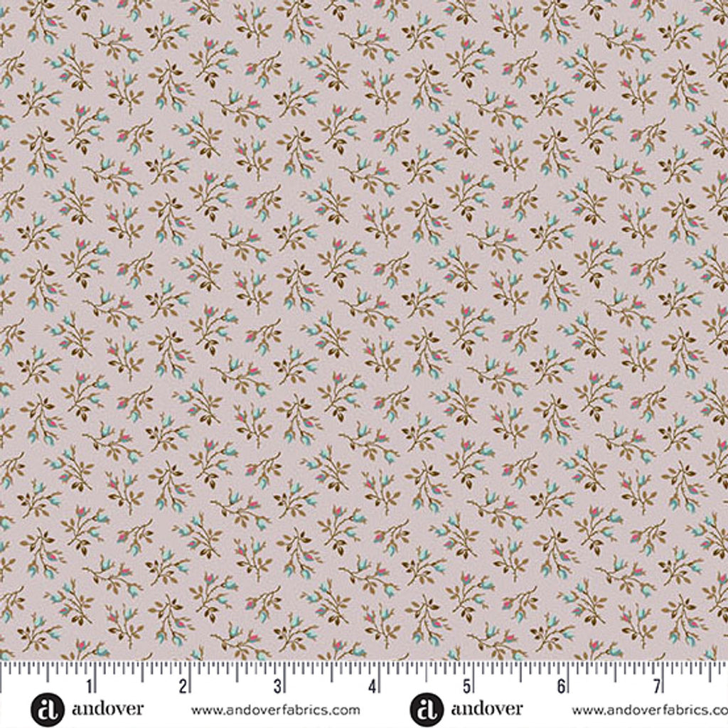 Floral patterned fabric with a ruler for scale on a light background