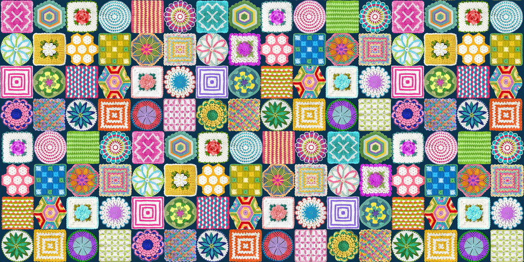Moda - Vintage Soul - Crochet Squares - Digital Print - Horizon