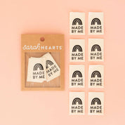 Packaging of 'Made by Me' labels with a pink background
