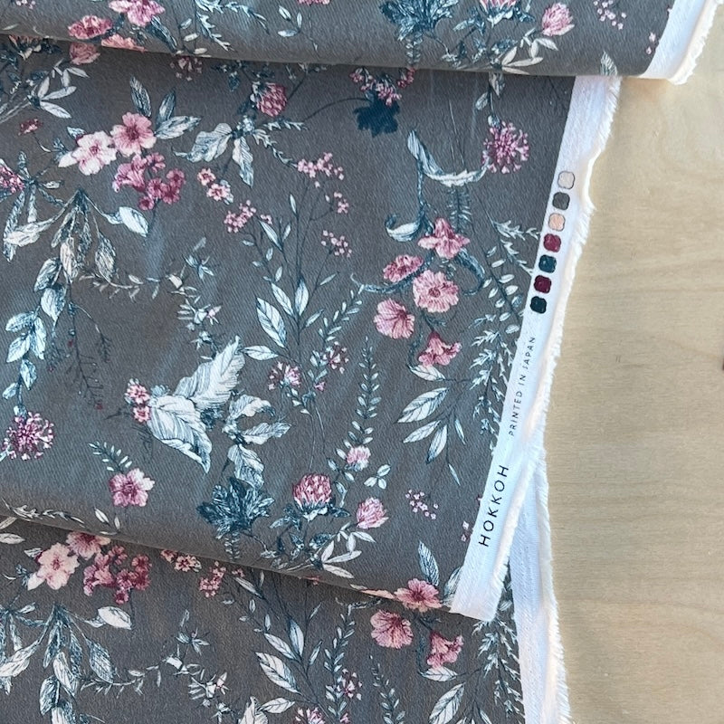 Hokkoh - Cotton Viella - Botanical Floral - Gray