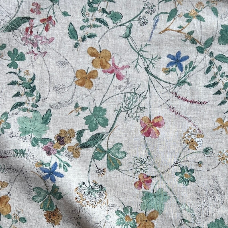 Hokkoh - Cotton Sheeting - Delicate Wildflower Floral - Natural