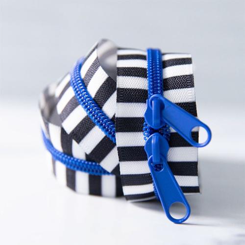 Stitch Supply - Black and White Stripe Zippers - 30" - Various Colors