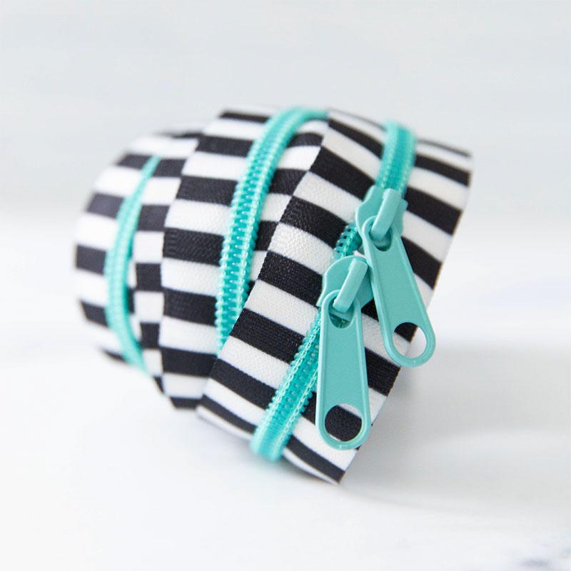 Stitch Supply - Black and White Stripe Zippers - 30" - Various Colors