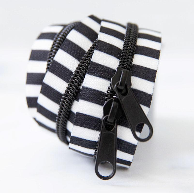 Stitch Supply - Black and White Stripe Zippers - 30" - Various Colors
