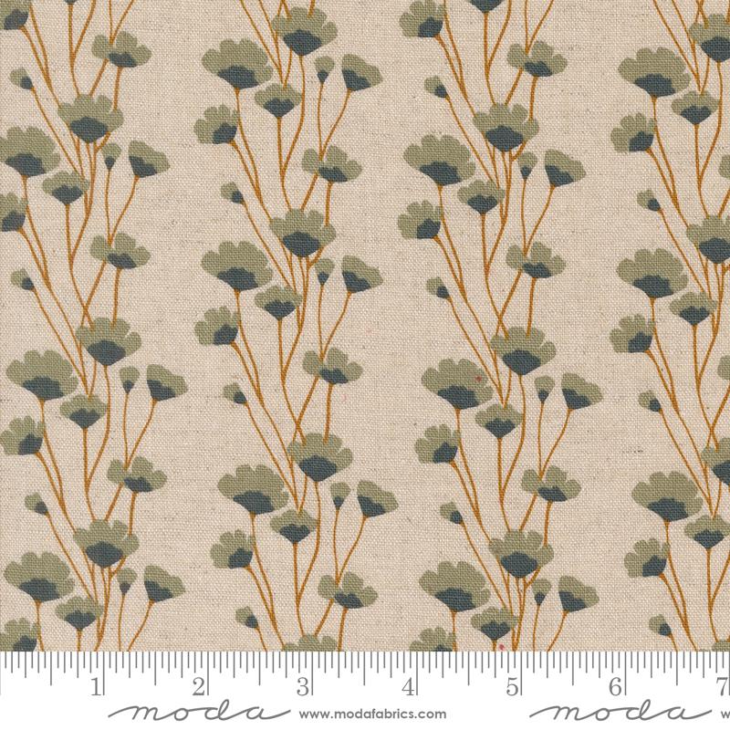 Moda - Lightweight Linen/Cotton Canvas - Rainier - Flower Chains - Eggshell