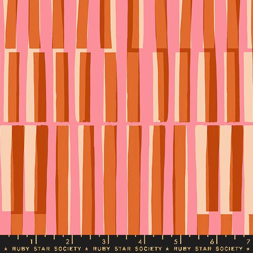 Fabric with brown and pink striped pattern, Ruby Star Society 