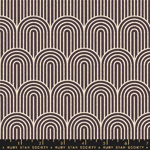 Ruby Star Society Patterned fabric with arches and lines by Ruby Star Society on a black background