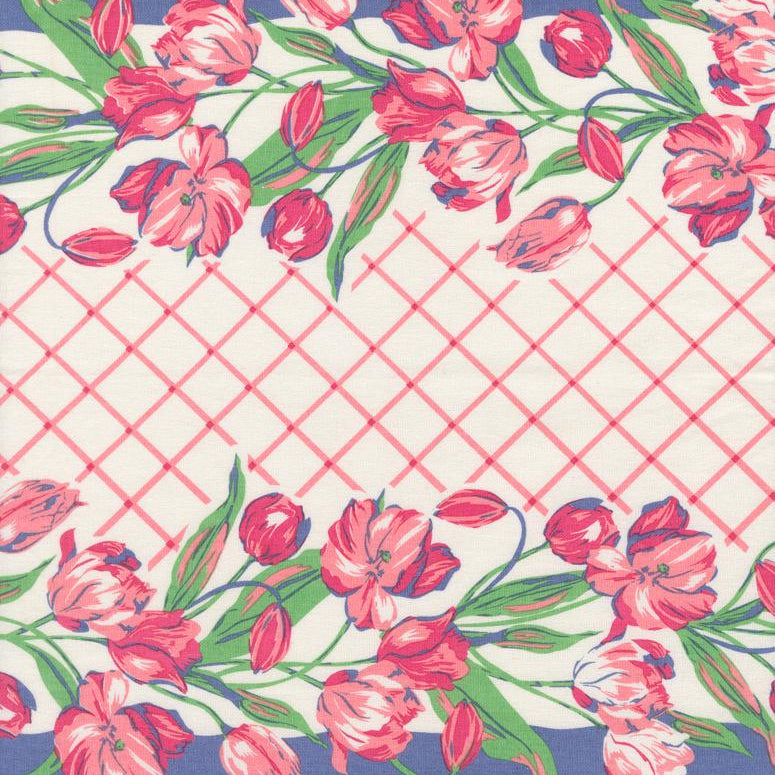 Moda - 16" Cotton Toweling - Classic Retro Floral - Tulips
