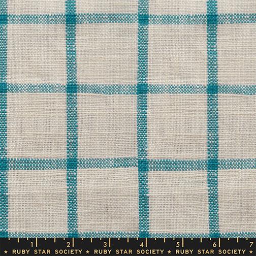 Ruby Star Society - Sunshine Toweling - Windowpane - Turquoise