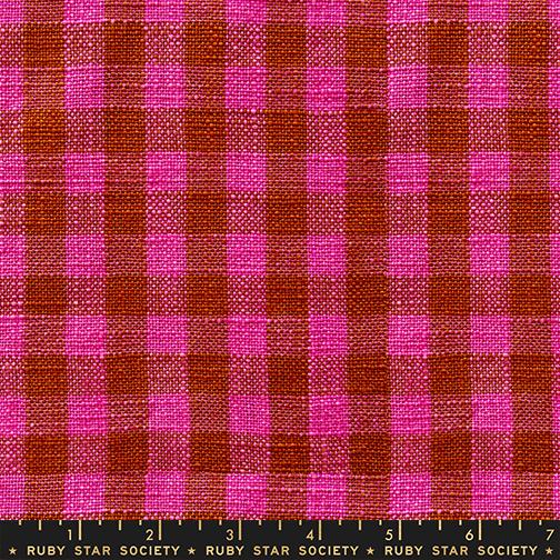 Ruby Star Society - Sunshine Toweling - Small Check - Hot Pink