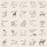 SALE-Moda - Panel - Animal Park Fun - Block - Charcoal