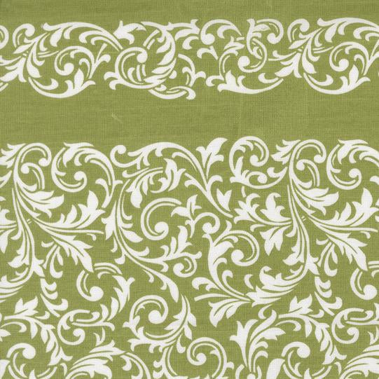 green patterned fabri