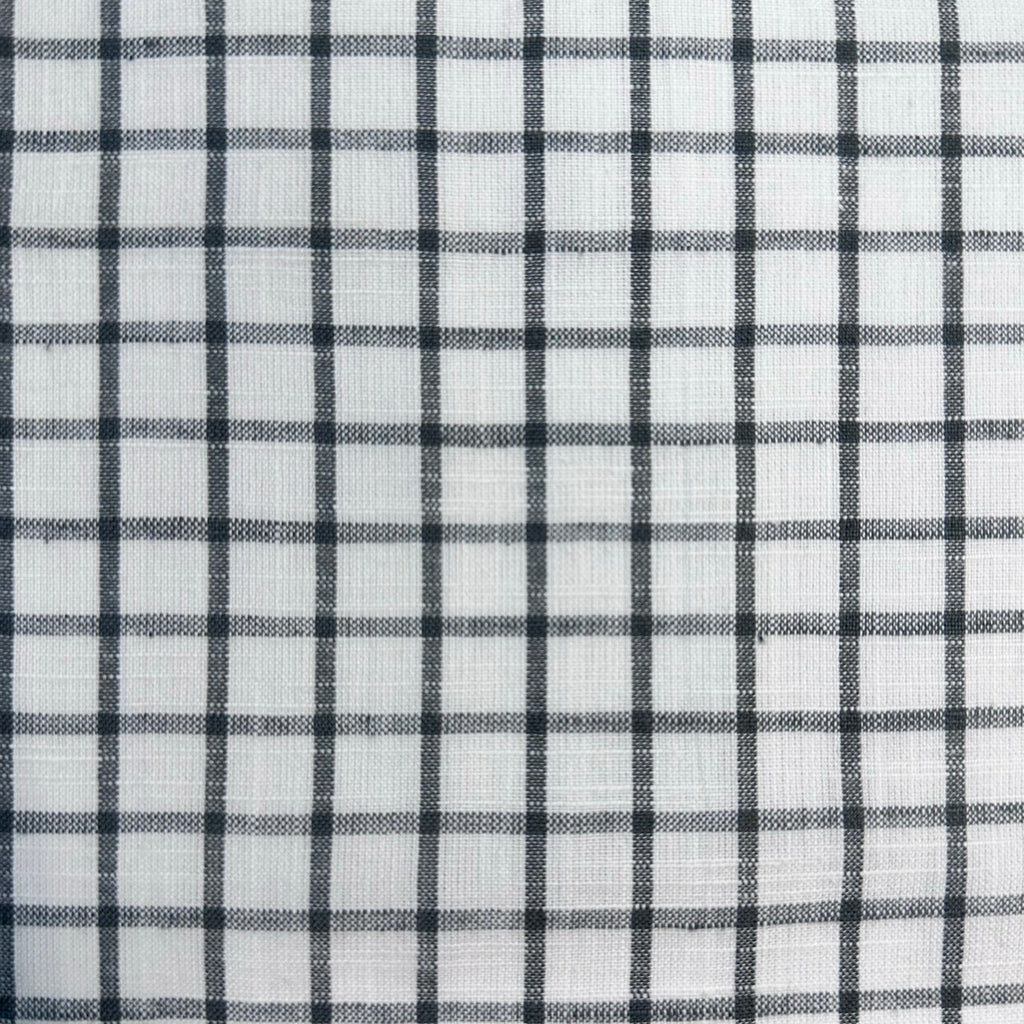 Diamond Textiles - Rustic Homespun Cotton - Windowpane - White with Forest