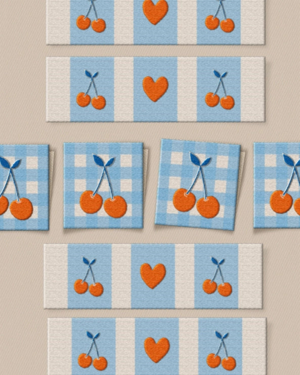 Matchy Matchy Sewing Club - Cherry Square and Rectangle Woven Labels