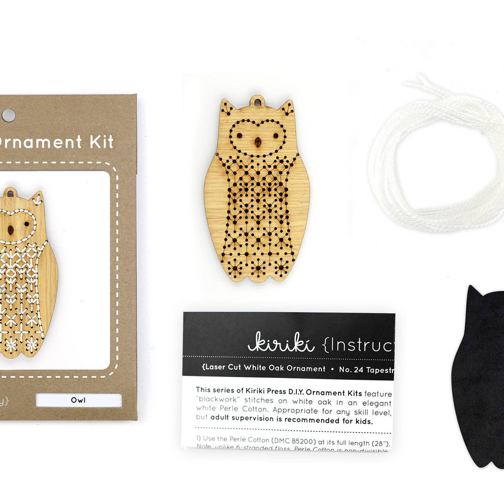 Sale! Kiriki Press - Ornament Embroidery Kits - Owl