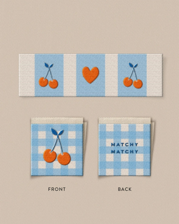 Matchy Matchy Sewing Club - Cherry Square and Rectangle Woven Labels
