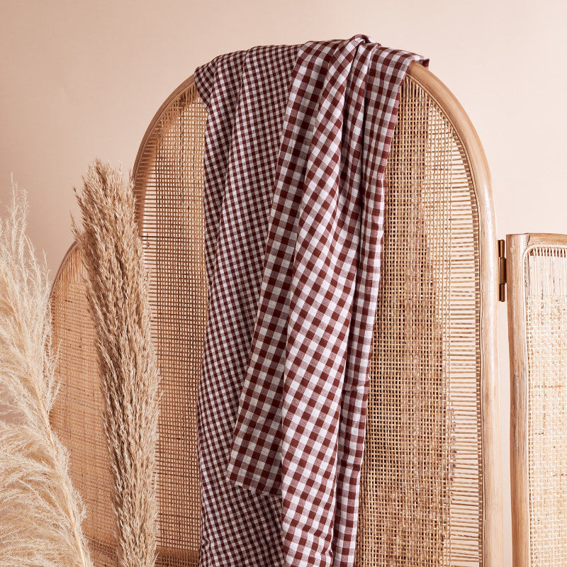 Atelier Brunette - Double Gauze - Gingham - Off White and Rust