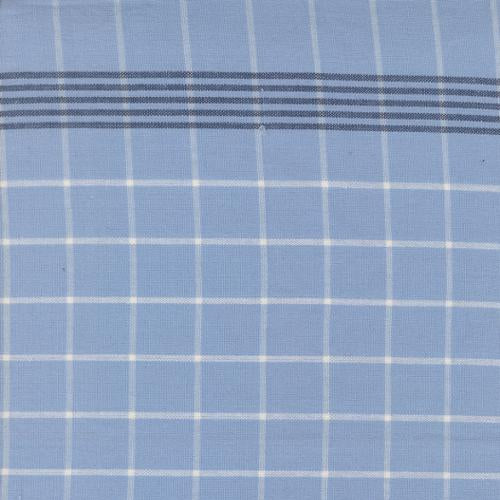 Blue fabric with white checkered pattern
