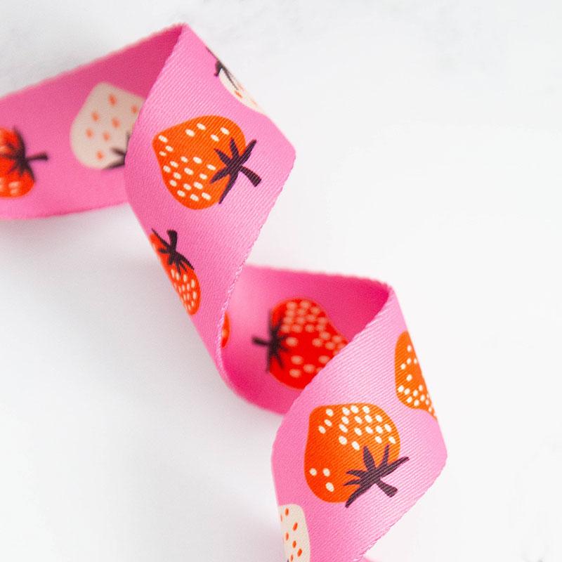 2" Webbing - Strawberry Daisy