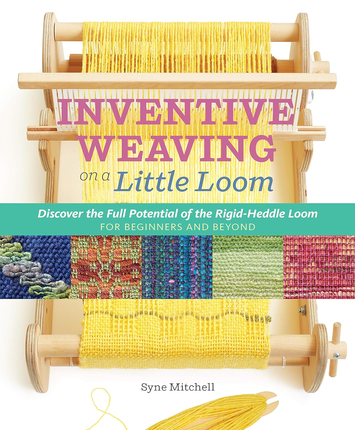 Book cover of 'Inventive Weaving on a Little Loom' with text and images of weaving patterns.