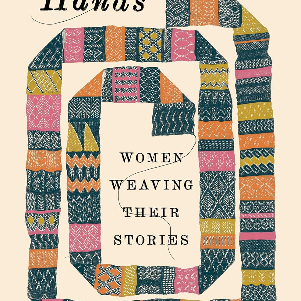 Book cover of "With Her Own Hands" with colorful scarf on beige background