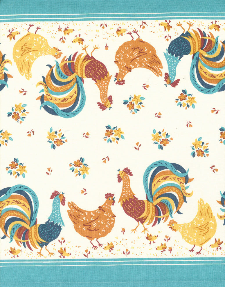 Moda - 16" Cotton Toweling - Classic Retro - Cluck Cluck