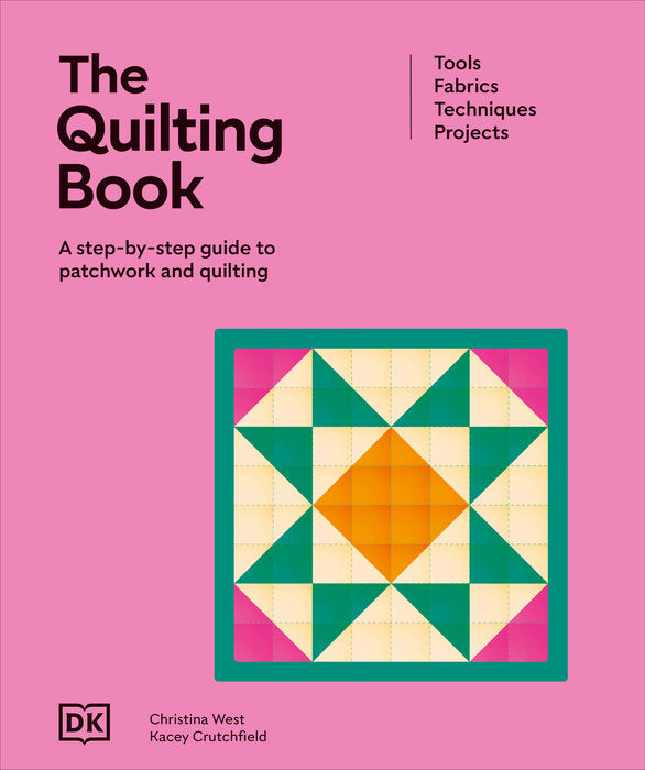 Book cover of 'The Quilting Book' with a pink background and a quilt design.