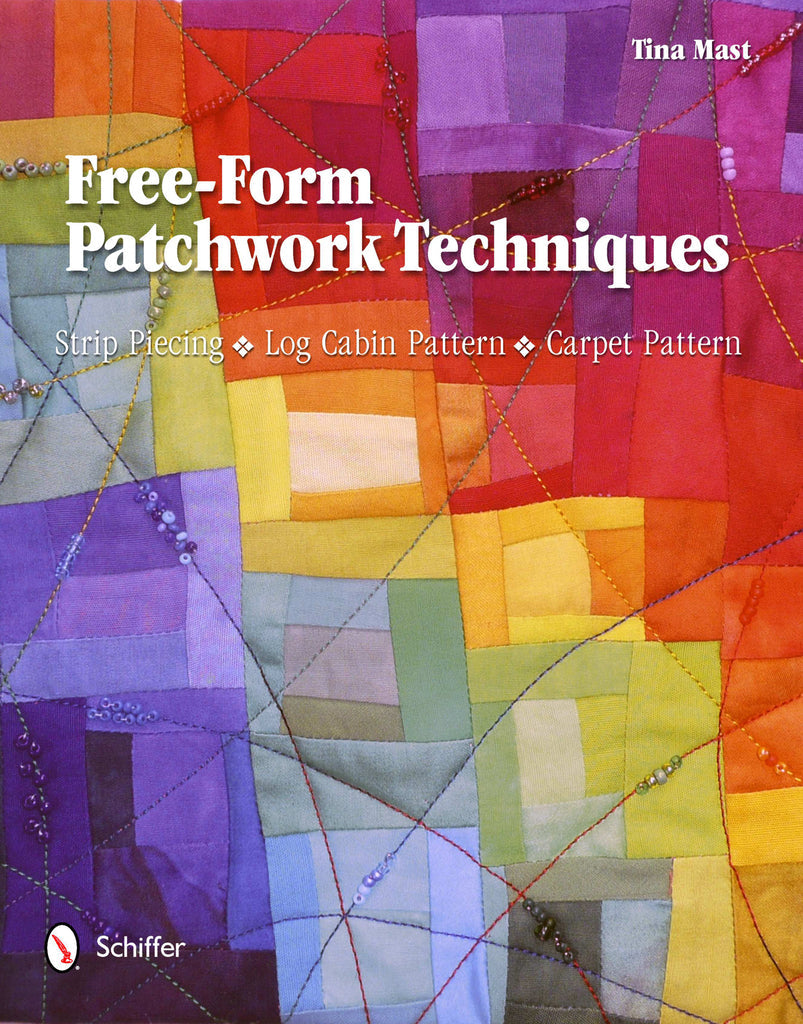 Book cover of 'Free-Form Patchwork Techniques' with a colorful patchwork design.