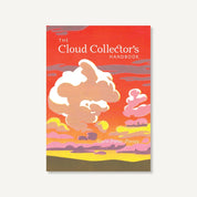 The Cloud Collector's Handbook book cover by Gavin Pretor-Pinney, featuring a stylized illustration of clouds in warm sunset colors against a red-orange sky, shown on a light gray background.