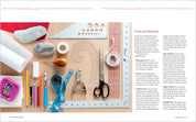 Craft tools and materials on a table with a ruler and measurements.