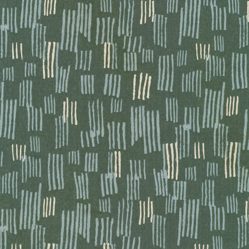 Orchard Run Patterned fabric with abstract design on a green background