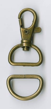 D-ring and Swivel Hook Set - Brass - 3/4"