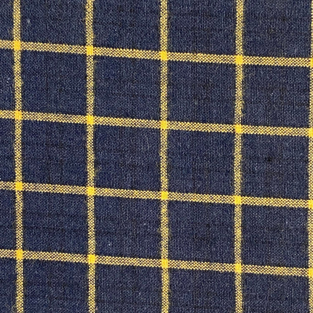 Diamond Textiles - Brushed Grid - Navy with Yellow