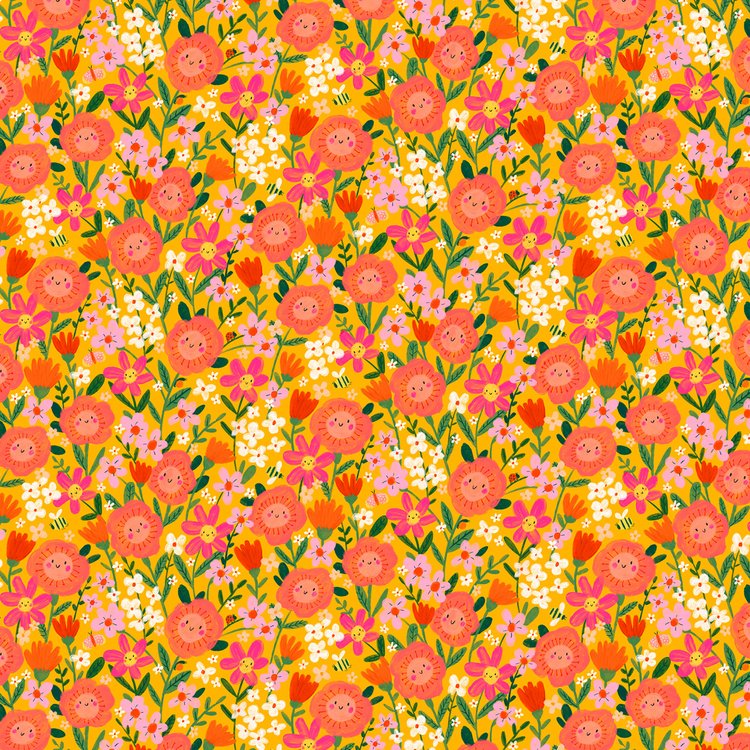 Dashwood Studio - Bee Happy - Smiling Flowers - Yellow, Orange, and Pink