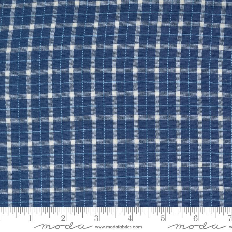 Blue Gingham Check Lightweight Cotton Shirting