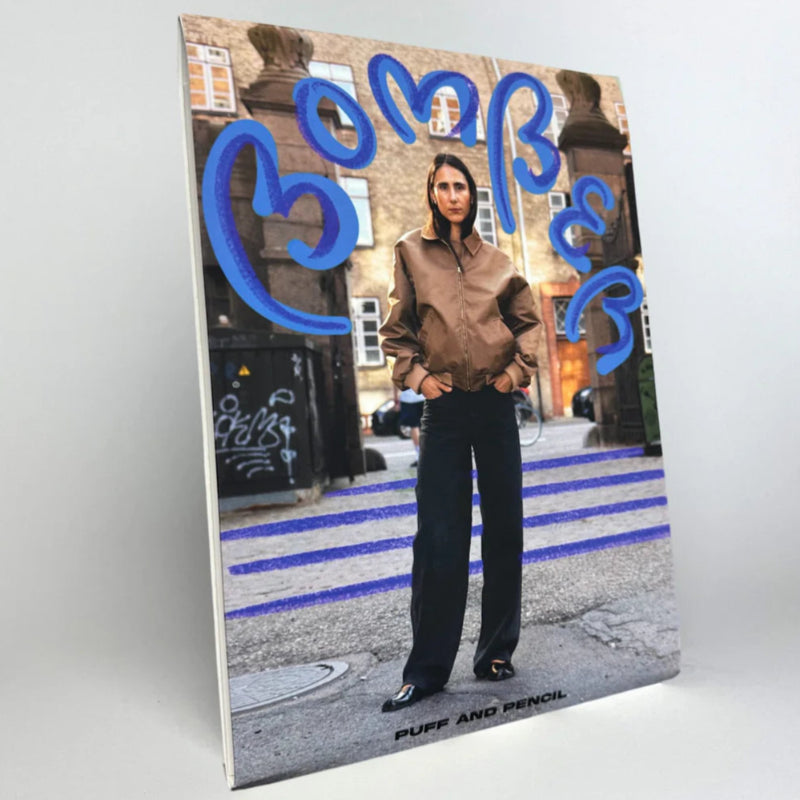 Product packaging with a person on a street