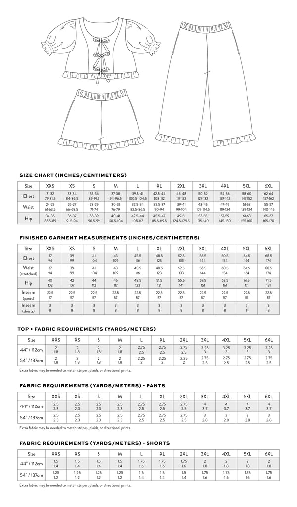 Matchy Matchy Sewing Club - Ruffle Brunch Set - PDF and Printed Pattern