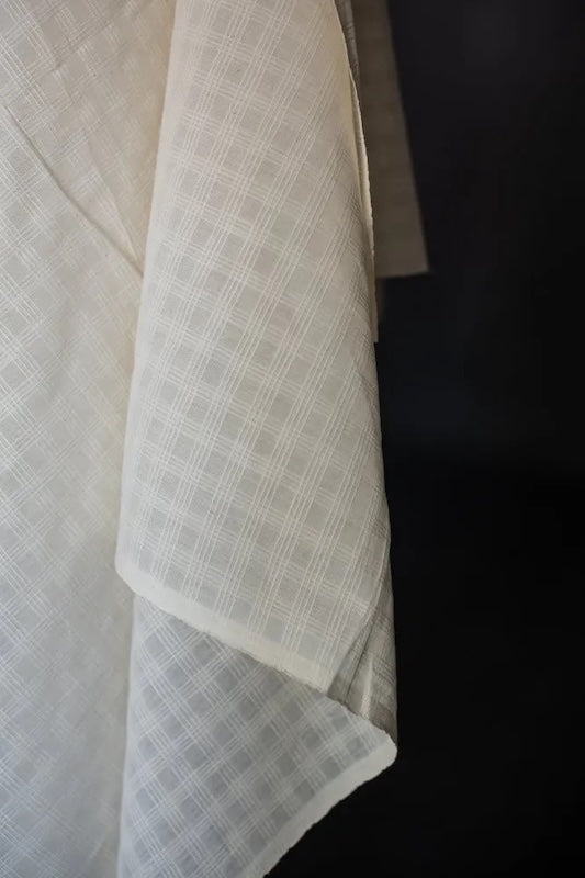 Merchant & Mills - Indian Cotton - Sheer Natural Chequered Stripe