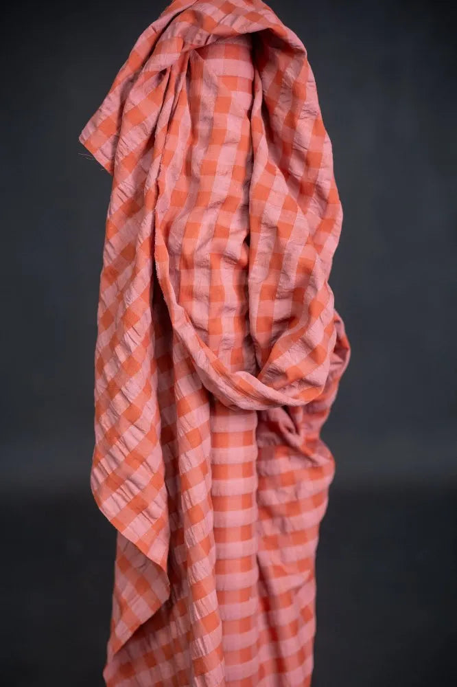 Merchant & Mills - Organic Cotton Seersucker - Gingham - Flush